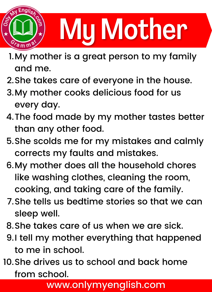10 Lines on My Mother Essay in English » OnlyMyEnglish