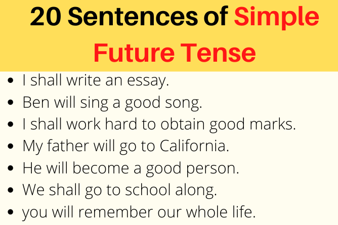 20 Examples Of Simple Future Tense Sentences Onlymyenglish