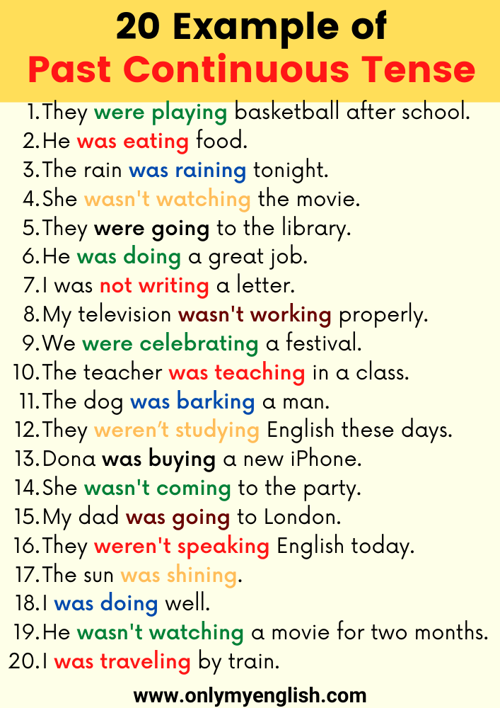 20 Examples Of Past Continuous Tense Sentences » OnlyMyEnglish