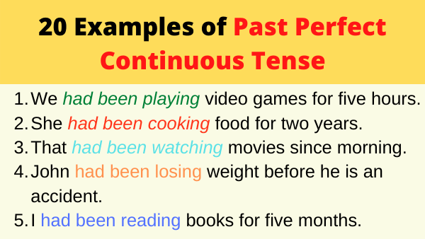 20 Examples Of Past Perfect Continuous Tense