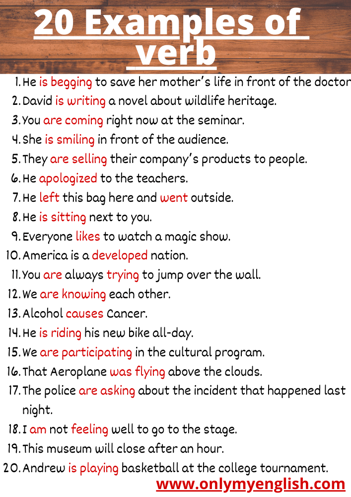 20 Examples Of Verb In Sentences » Onlymyenglish.Com