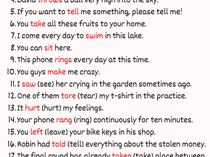 Examples of Irregular Verbs