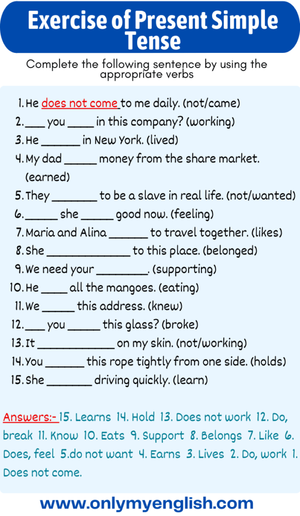 present simple exercises