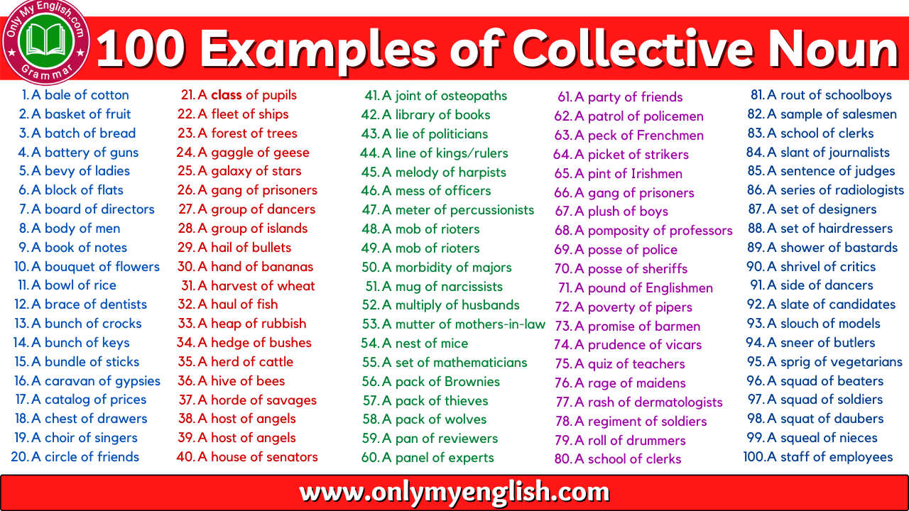 Examples of Collective Noun are in sentences » OnlyMyEnglish