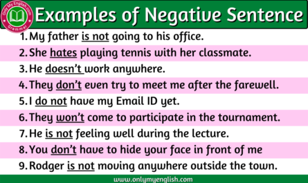 examples of negative sentences