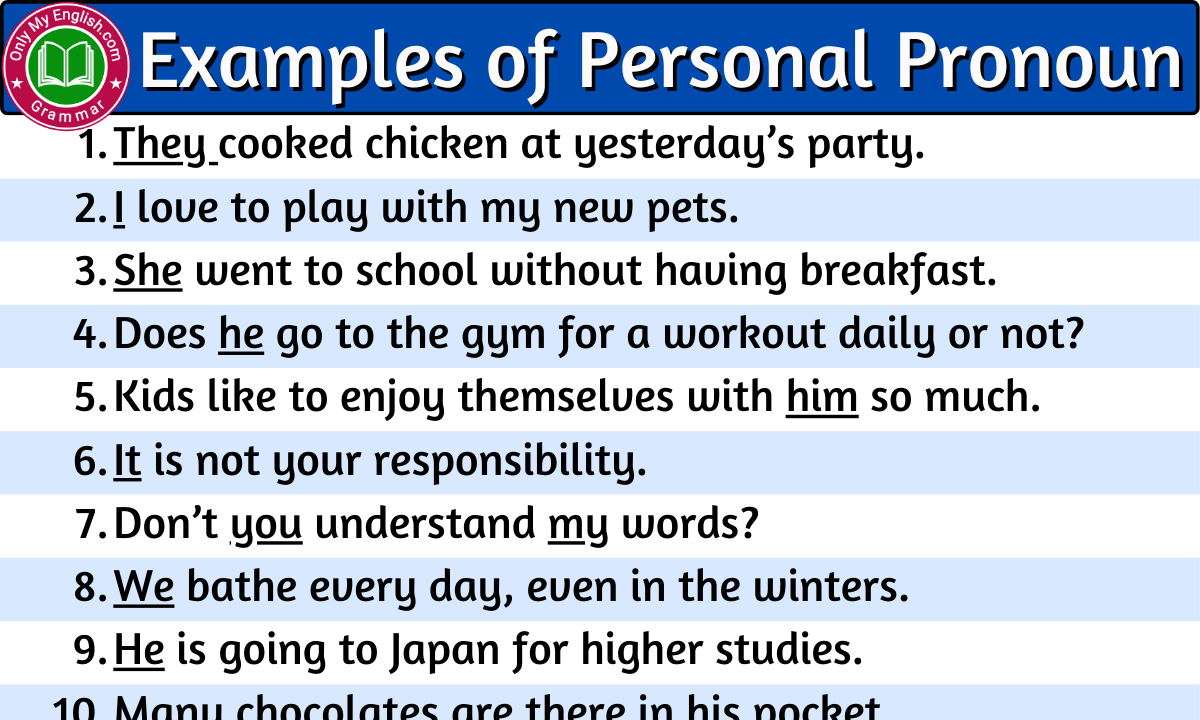 Write 5 Sentences With Personal Pronouns