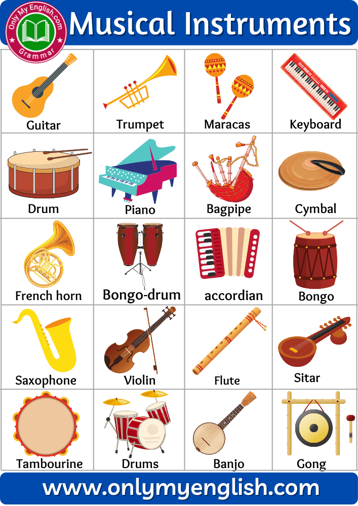 20+ Musical Instruments Names With Pictures » Onlymyenglish.com