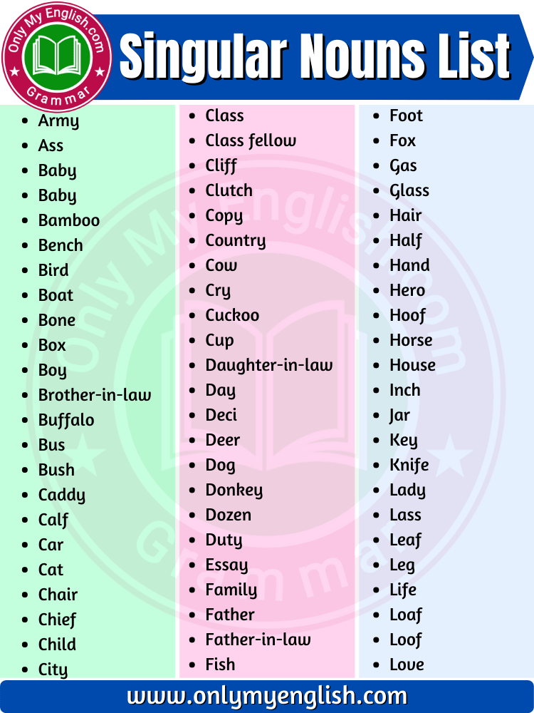 singular noun list