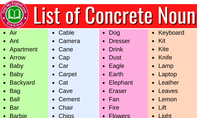 Concrete Nouns List A Z In English Onlymyenglish