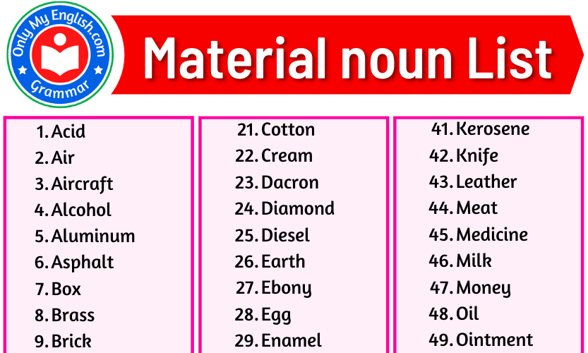 Five Examples Of Material Noun