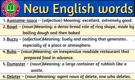 New English words with meaning and sentence