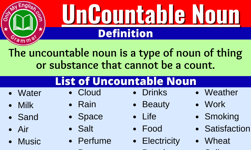 List 5 Example Of Uncountable Noun