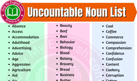 uncountable noun list