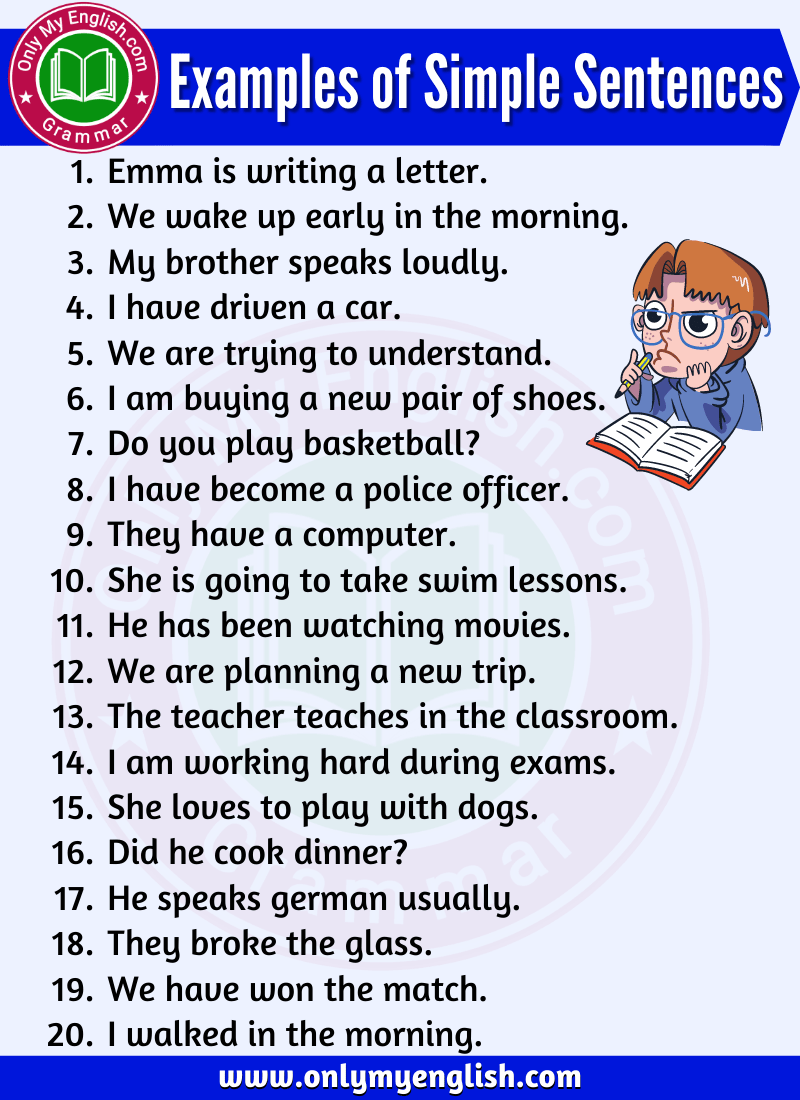 50 Examples Of Simple Sentences » Onlymyenglish.com