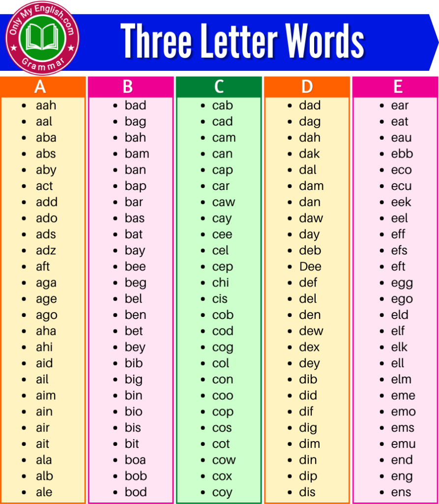 3 three letter words