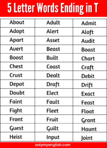 5 Letter Words Ending In Oat
