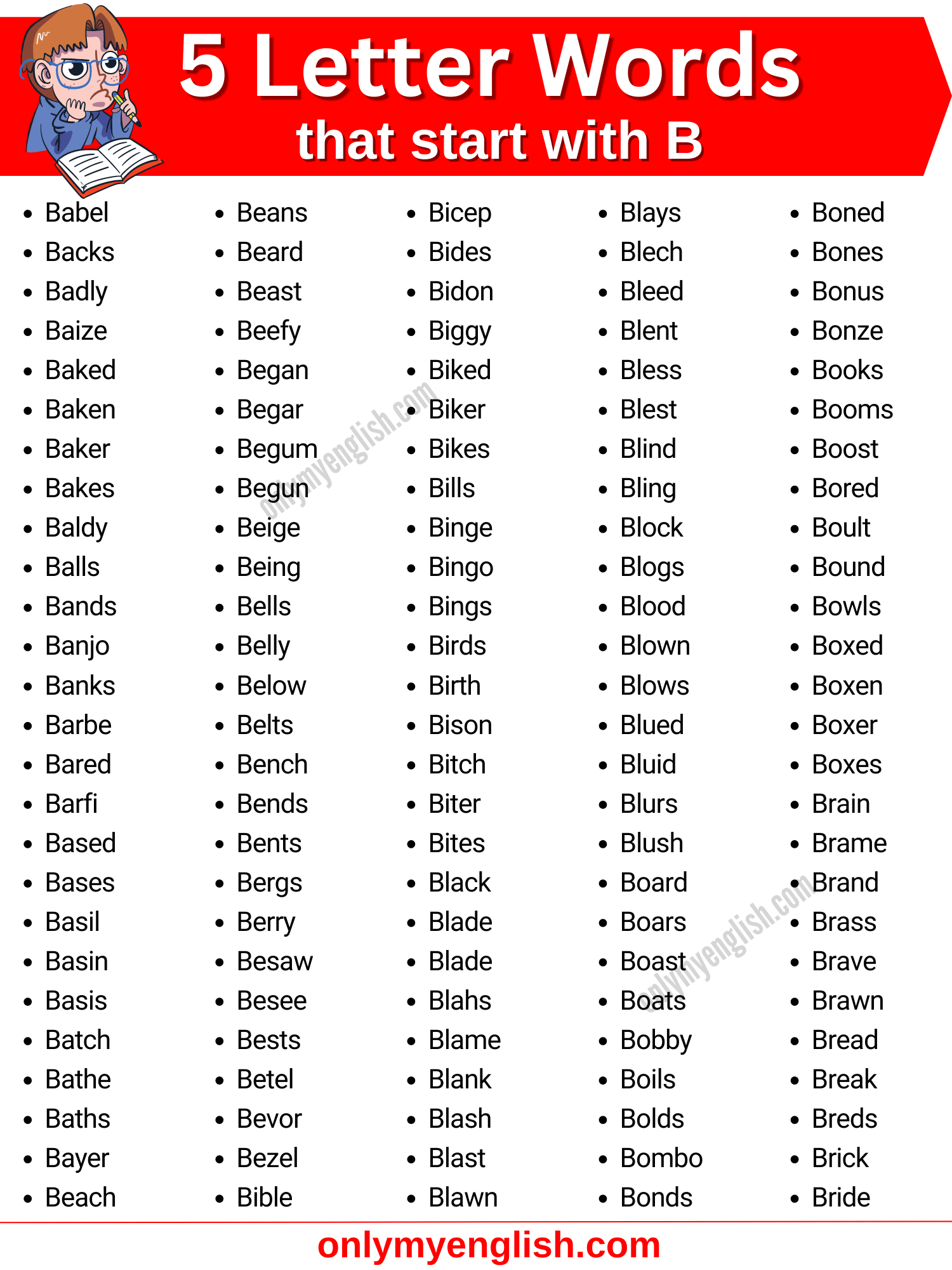 5 Letter Words That Start With B | Five Letter Words Starting With B