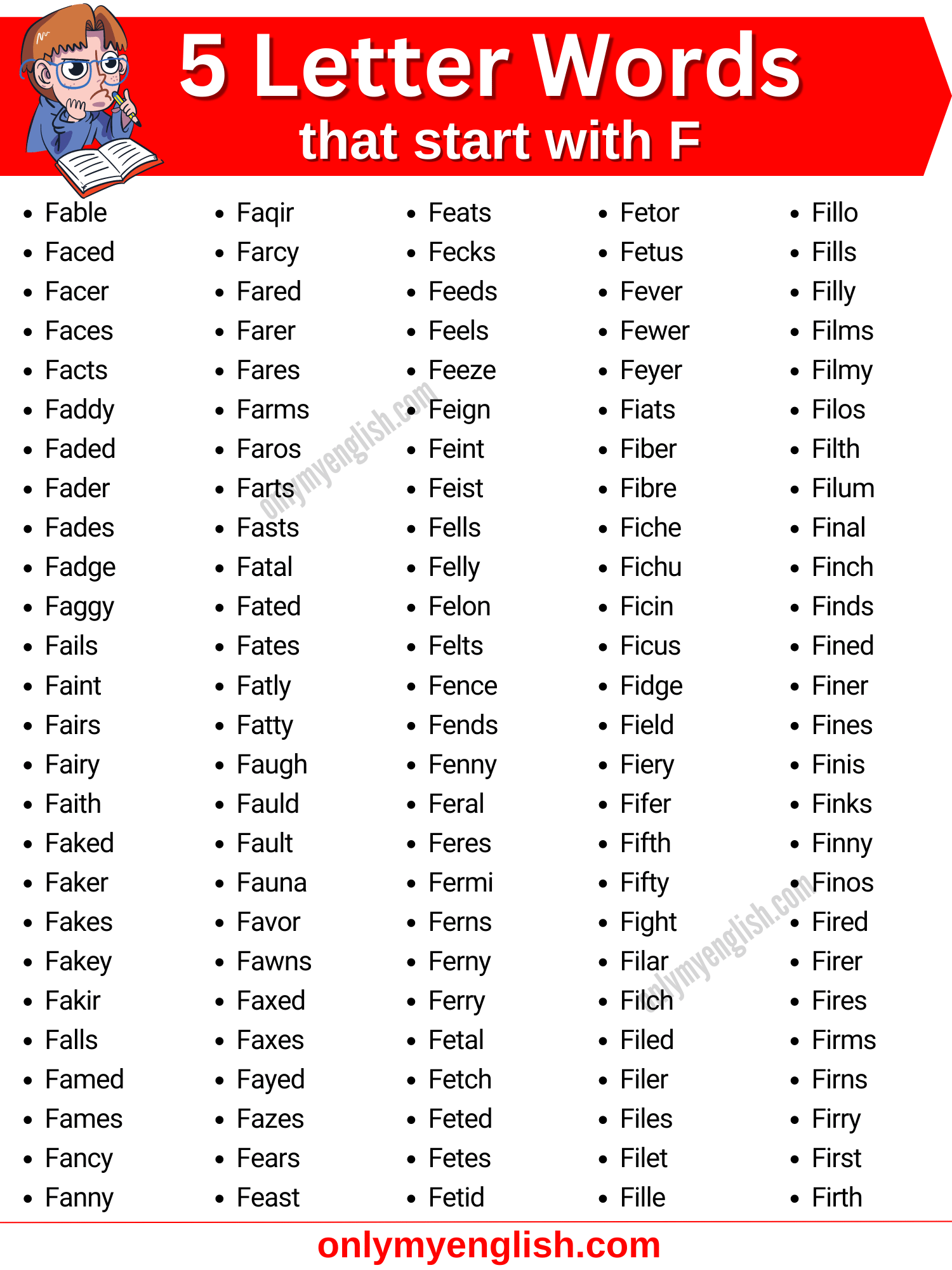 5 letter words that start with f