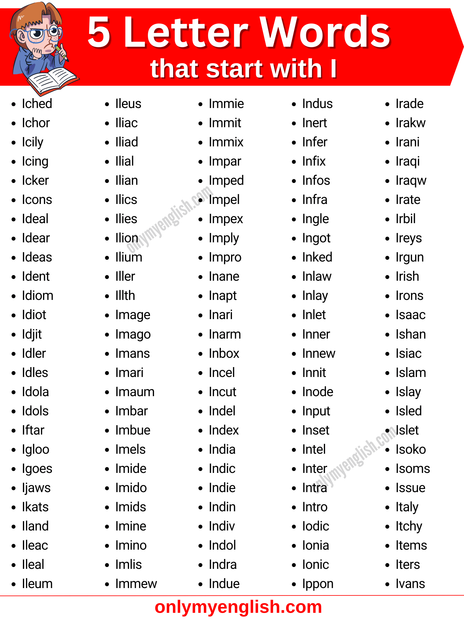 5 letter words that start with i