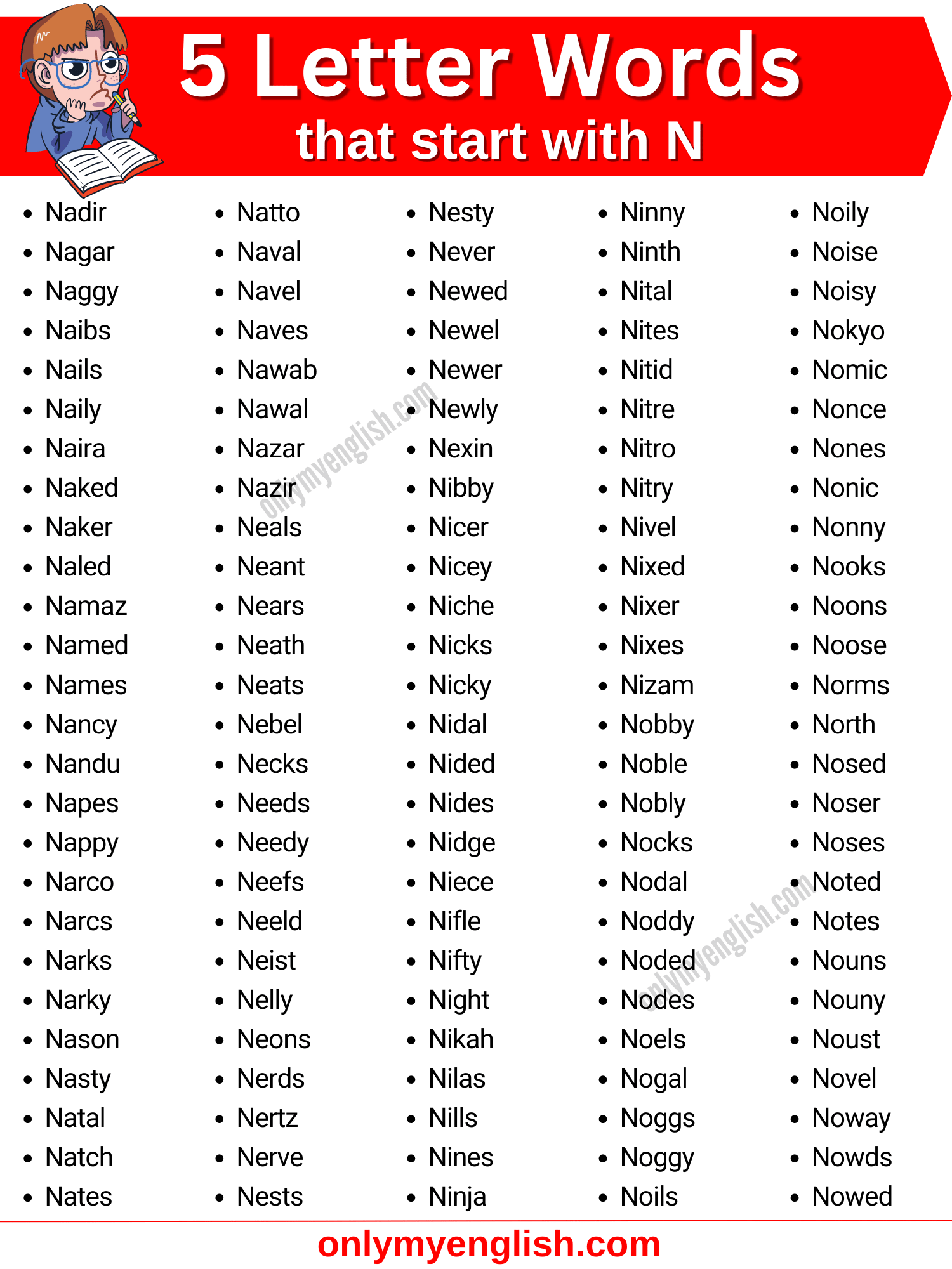 5 letter words that start with n