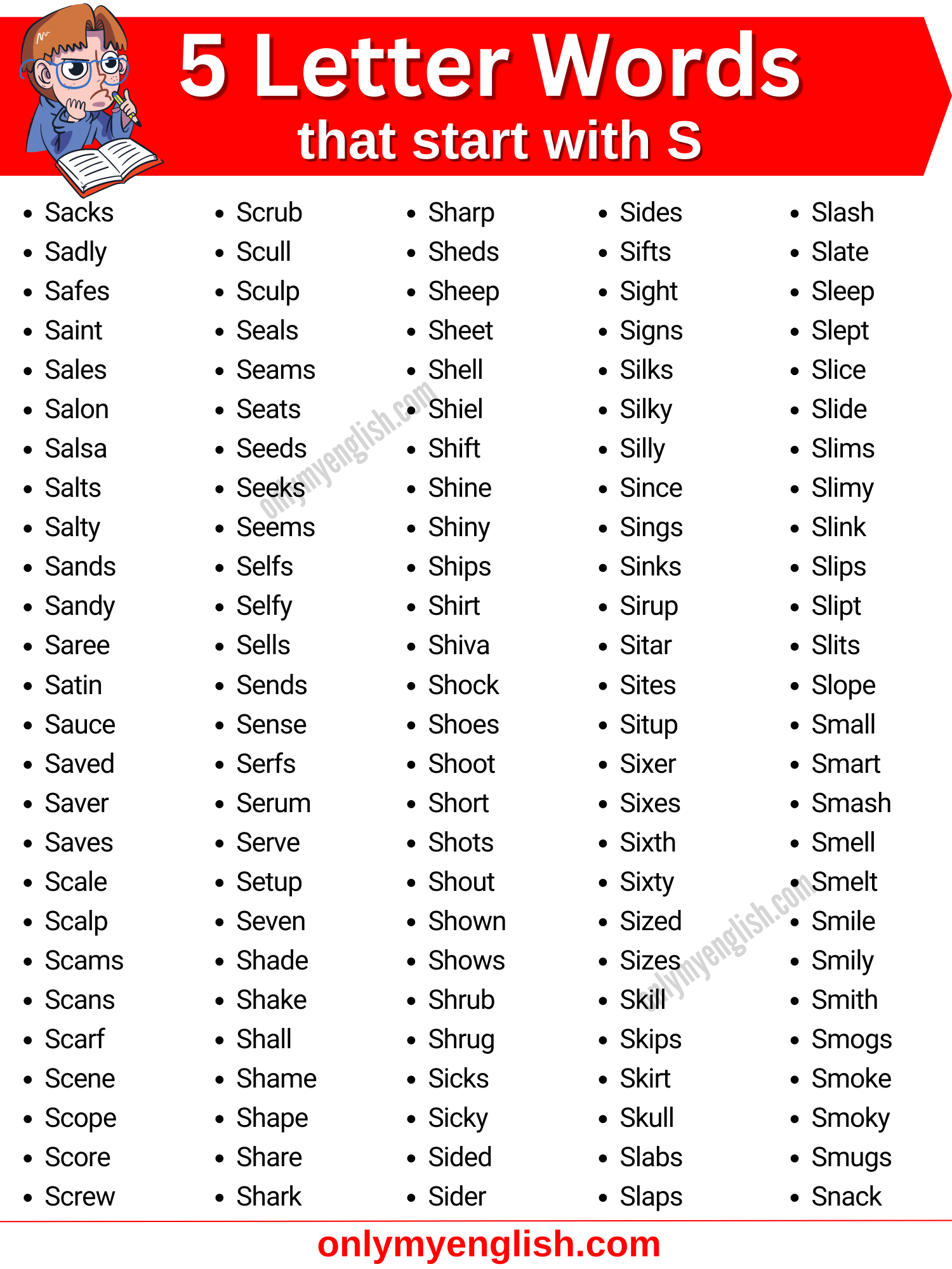 5 letter words that start with s