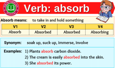 Absorb verb forms v1 v2 v3 past tense and past participle-min