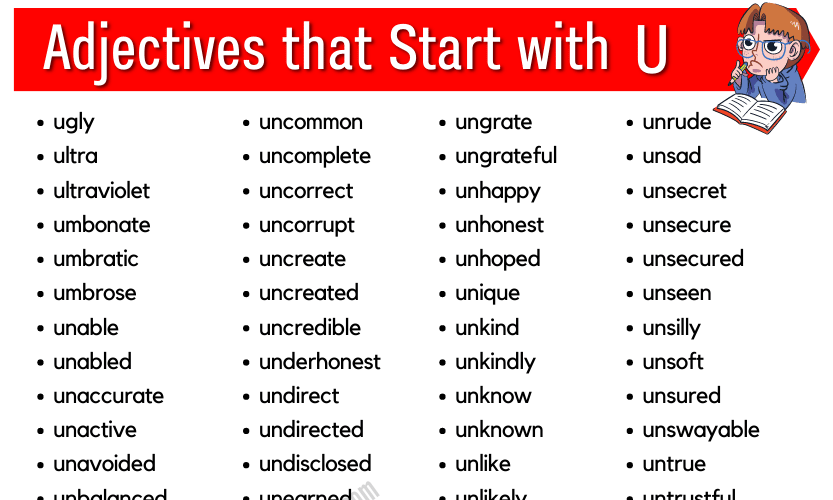 Adjectives that Start with U