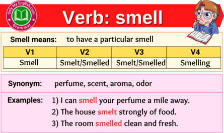 smell verb forms v1 v2 v3 past tense and past participle