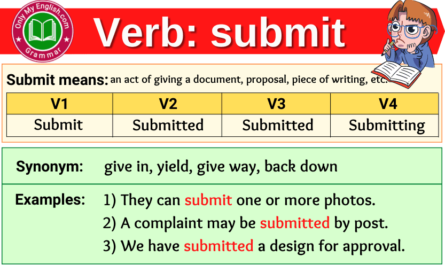 Submit verb forms v1 v2 v3 past tense and past participle