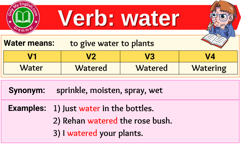 Water Verb Forms Past Tense Past Participle V1V2V3