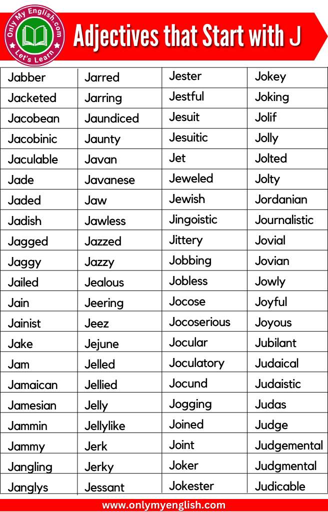 adjectives that start with j