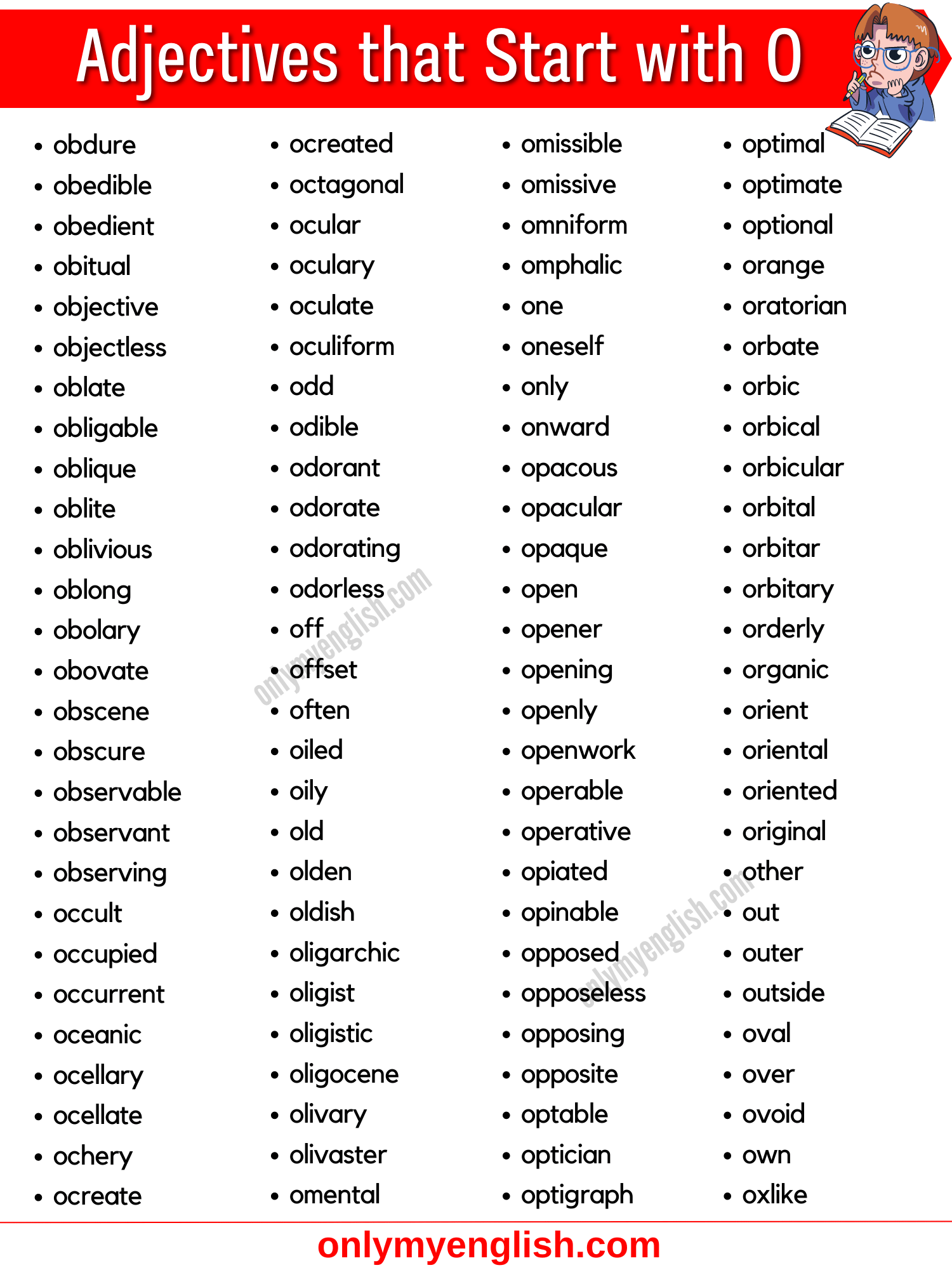 Adjectives That Start With O » Onlymyenglish.com