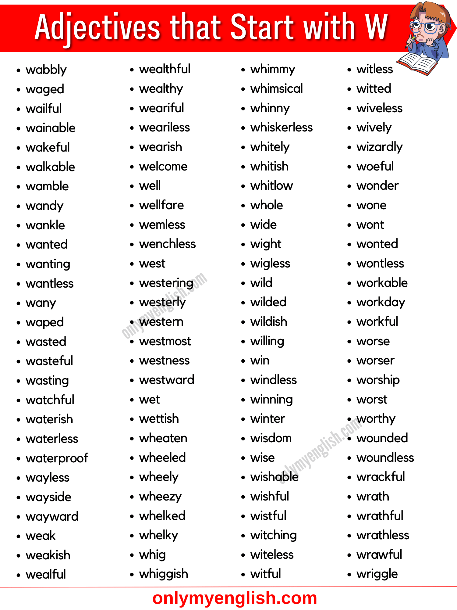 adjectives that start with w