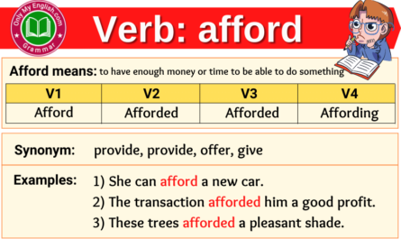 afford verb forms v1 v2 v3 past tense and past participle-min