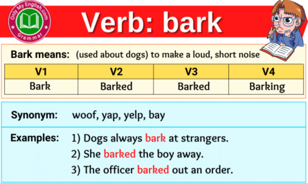 bark verb forms v1 v2 v3 past tense and past participle-min