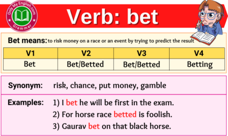 bet verb forms v1 v2 v3 past tense and past participle