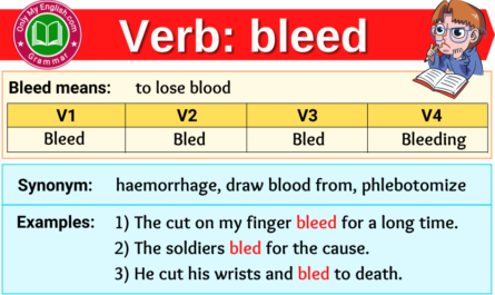 bleed verb forms v1 v2 v3 past tense and past participle