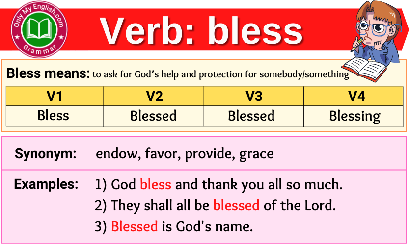bless verb forms v1 v2 v3 past tense and past participle-min