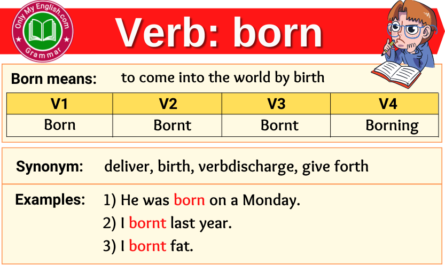born verb forms v1 v2 v3 past tense and past participle