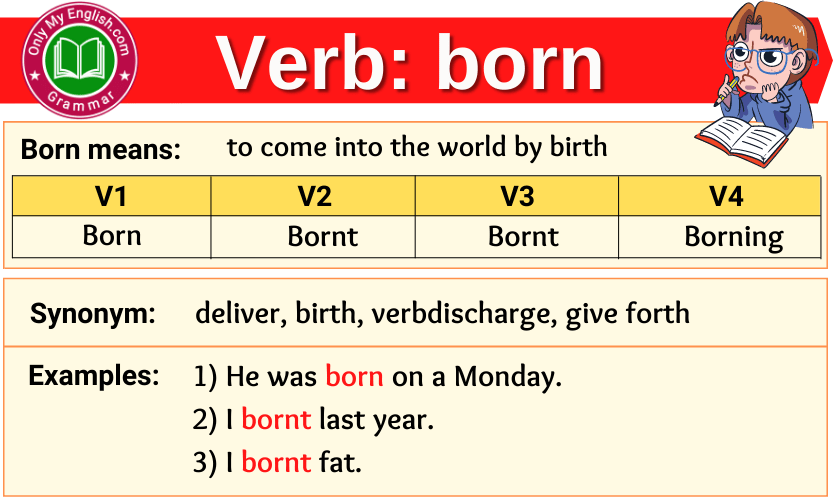 Born Verb Forms - Past Tense, Past Participle & V1V2V3 » Onlymyenglish.Com
