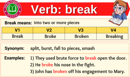 break verb forms v1 v2 v3 past tense and past participle