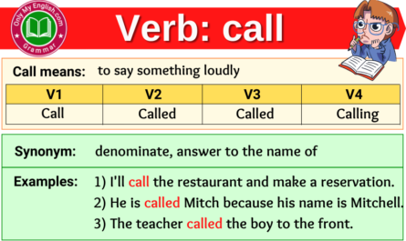 call verb forms v1 v2 v3 past tense and past participle