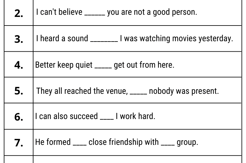 Conjunction Exercise with Answers