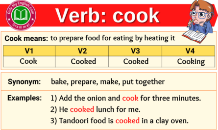 cook verb forms v1 v2 v3 past tense and past participle