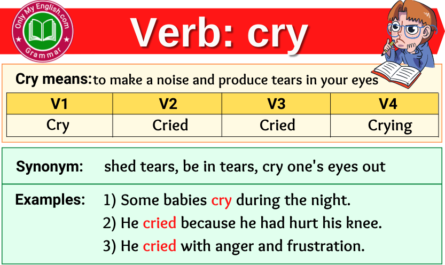 cry verb forms v1 v2 v3 past tense and past participle-min