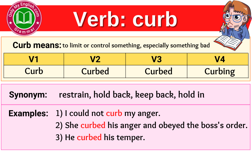 curb verb forms v1 v2 v3 past tense and past participle-min