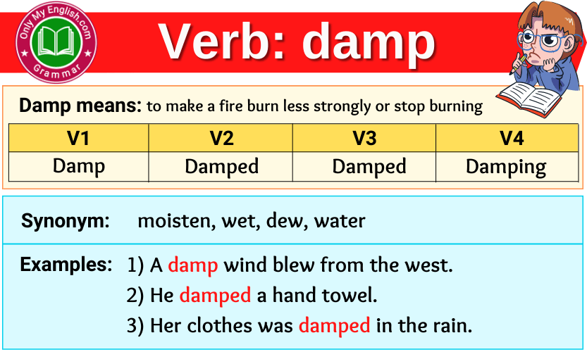 damp verb forms v1 v2 v3 past tense and past participle-min