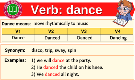 dance verb forms v1 v2 v3 past tense and past participle