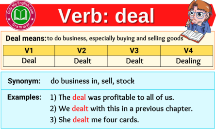 deal verb forms v1 v2 v3 past tense and past participle