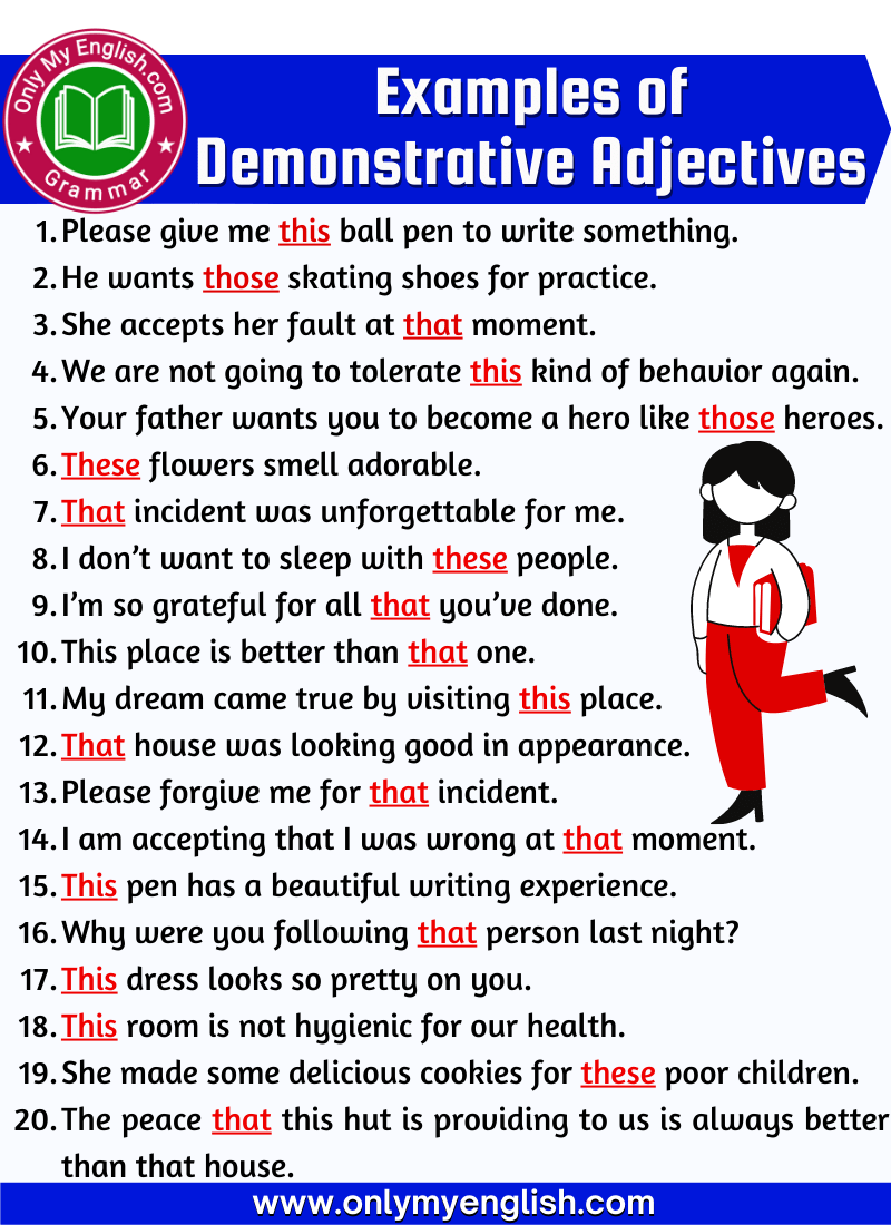 20 Examples Of Demonstrative Adjectives Onlymyenglish